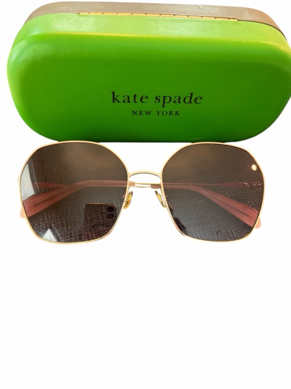 Kate Spade gold rimmed sunglasses with case - Picture 3 of 16